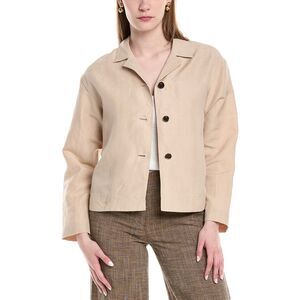 Lafayette 148 New York Womens Drop Shoulder Silk & Linen-Blend Cropped Jacket